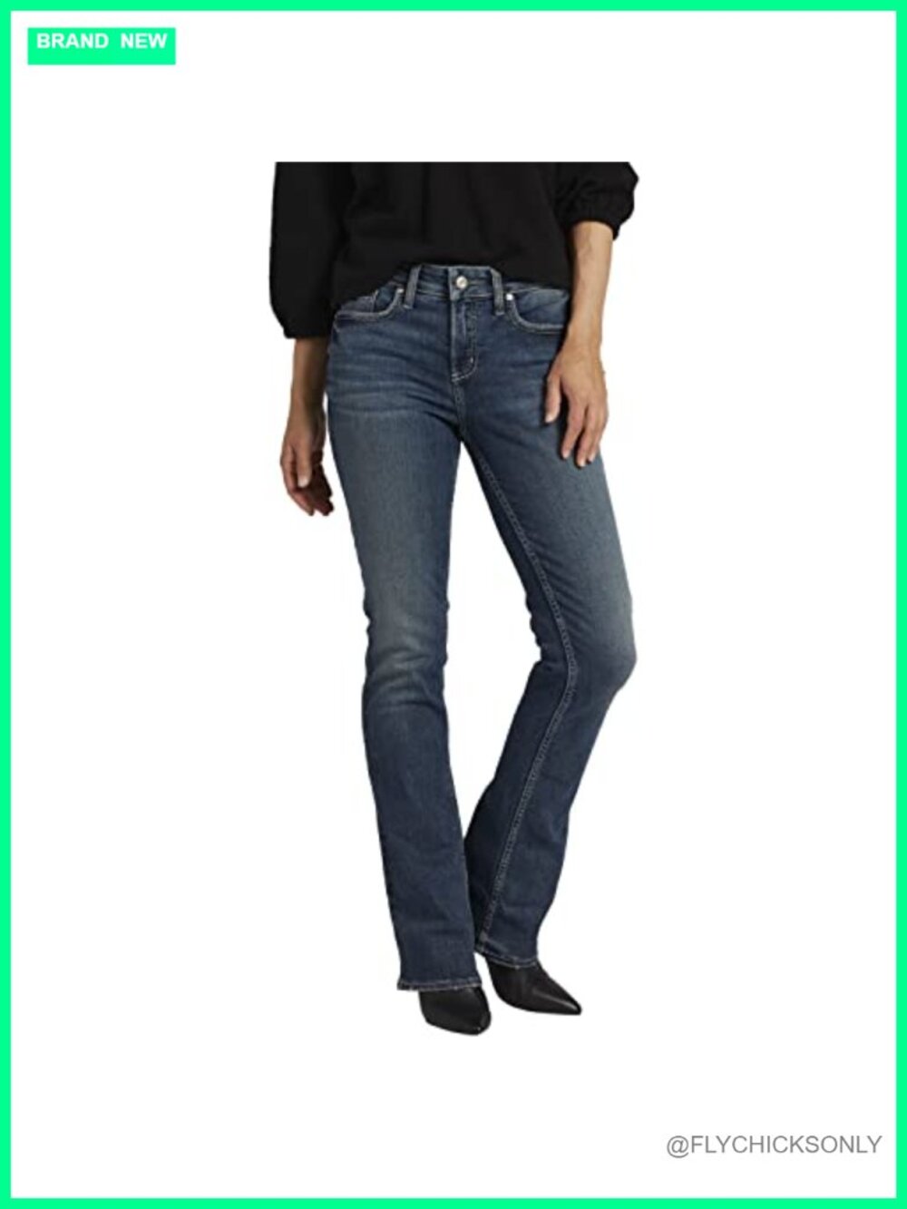 Mid Rise Curvy Fit Bootcut Jeans Stretch Denim 5-Pocket